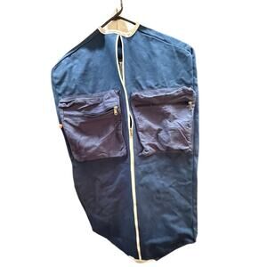 Monogrammed Garment Bag JKM Navy Travel Suit Storage Bag Zippered With Pockets
